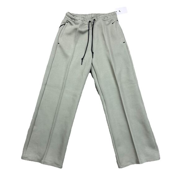 Nike Tech Fleece Wide Leg Pants Straight Leg Stacked Green HJ0695-320 Size M - Picture 1 of 10